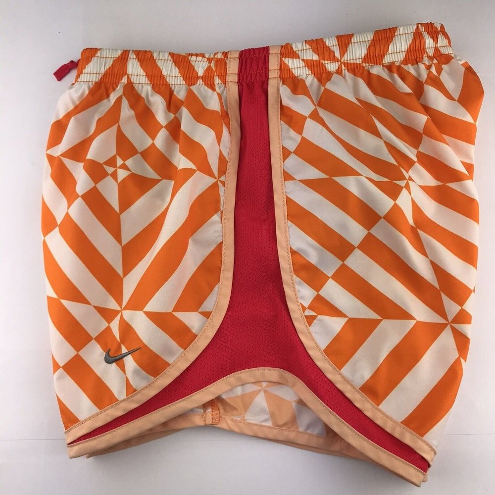 Womens Active Nike Dri-Fit Running Lined Shorts Orange Pink White Athletic XS
